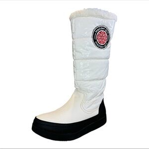 Madden Girl White & Black Igloo Faux Fur Puffer Snow Boots Size 7